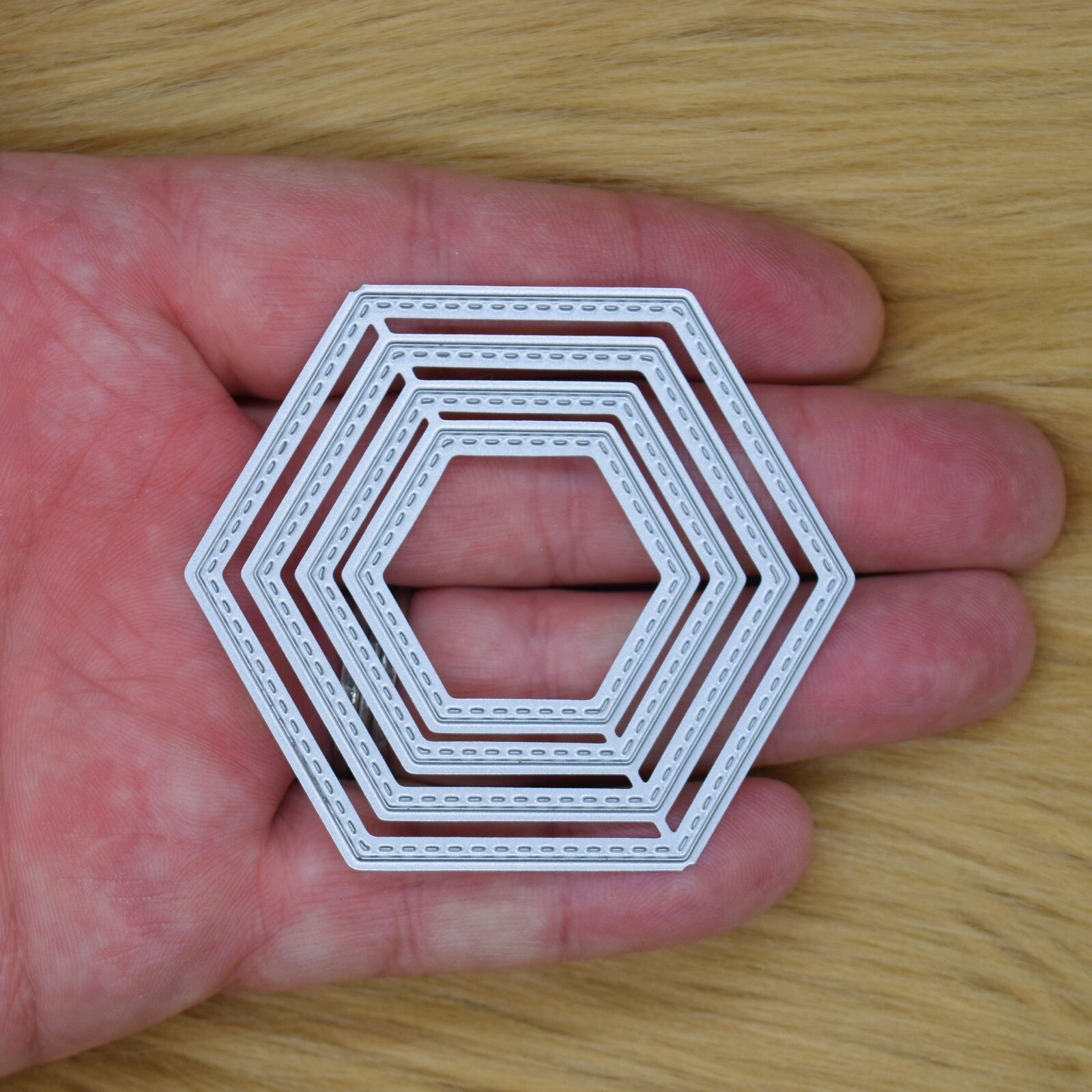 Nest of 4 Hexagon Stitch Patterned Metal Cutting Dies, Card Making, Crafts, J1