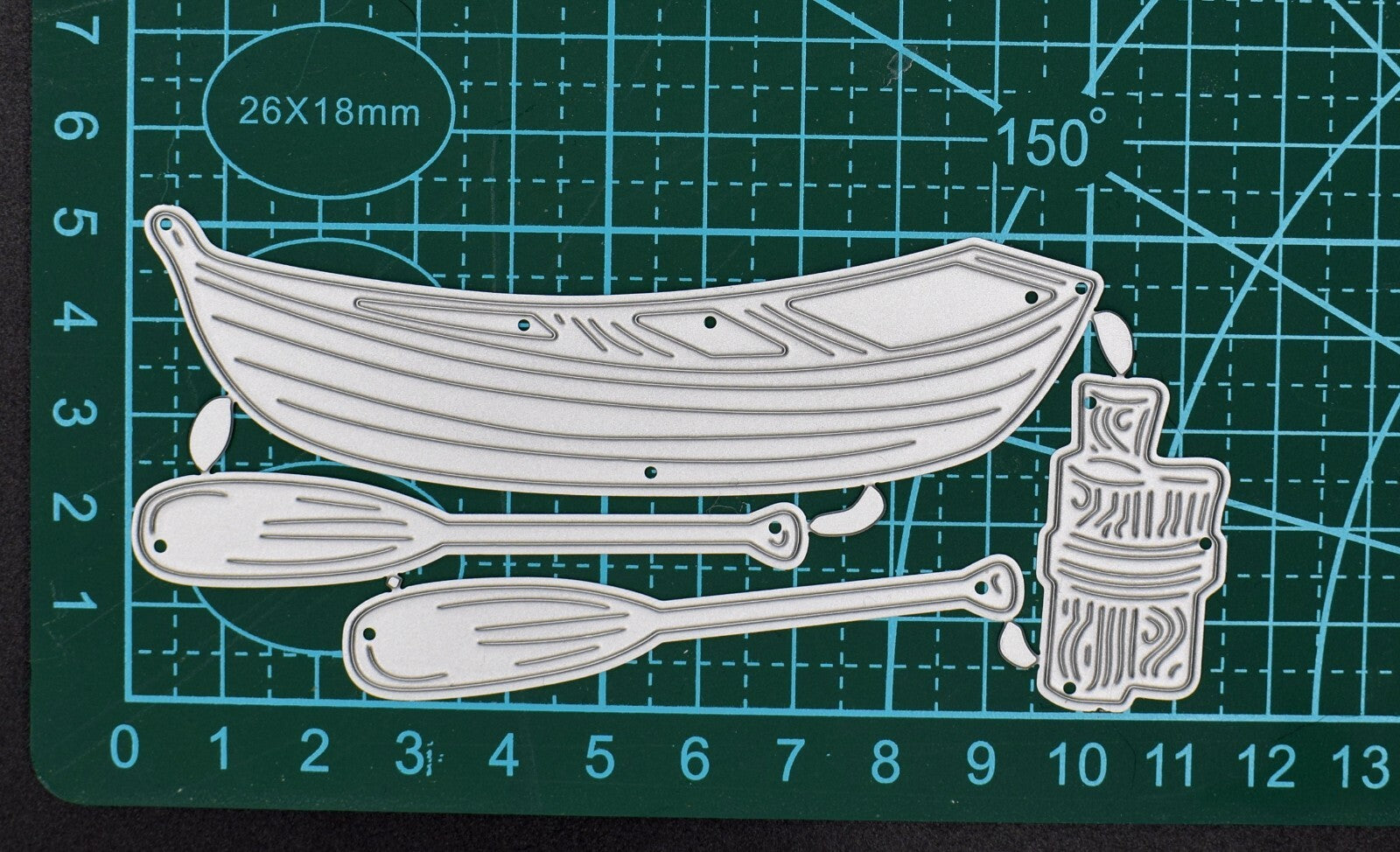 Rowing Boat, Oars & Mooring Post Metal Cutting Dies Set, Stencils Card Making A6