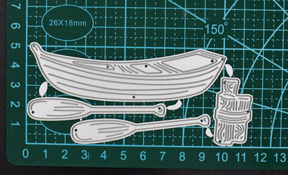 Rowing Boat, Oars & Mooring Post Metal Cutting Dies Set, Stencils Card Making A6