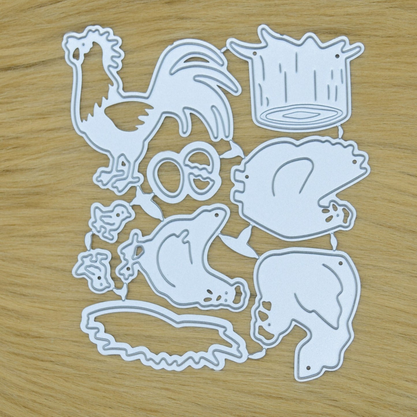 9 PC Chickens Chicks Eggs & Nest Metal Cutting Dies set, Easter, Card Making I3