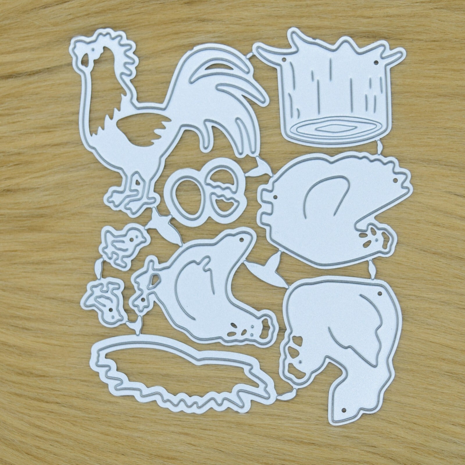 9 PC Chickens Chicks Eggs & Nest Metal Cutting Dies set, Easter, Card Making I3