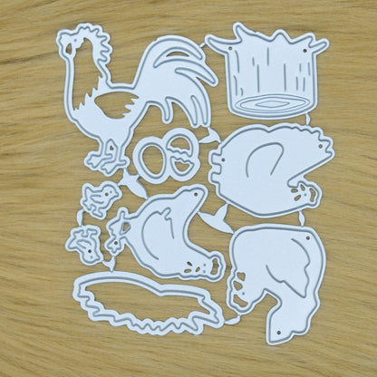 9 PC Chickens Chicks Eggs & Nest Metal Cutting Dies set, Easter, Card Making I3