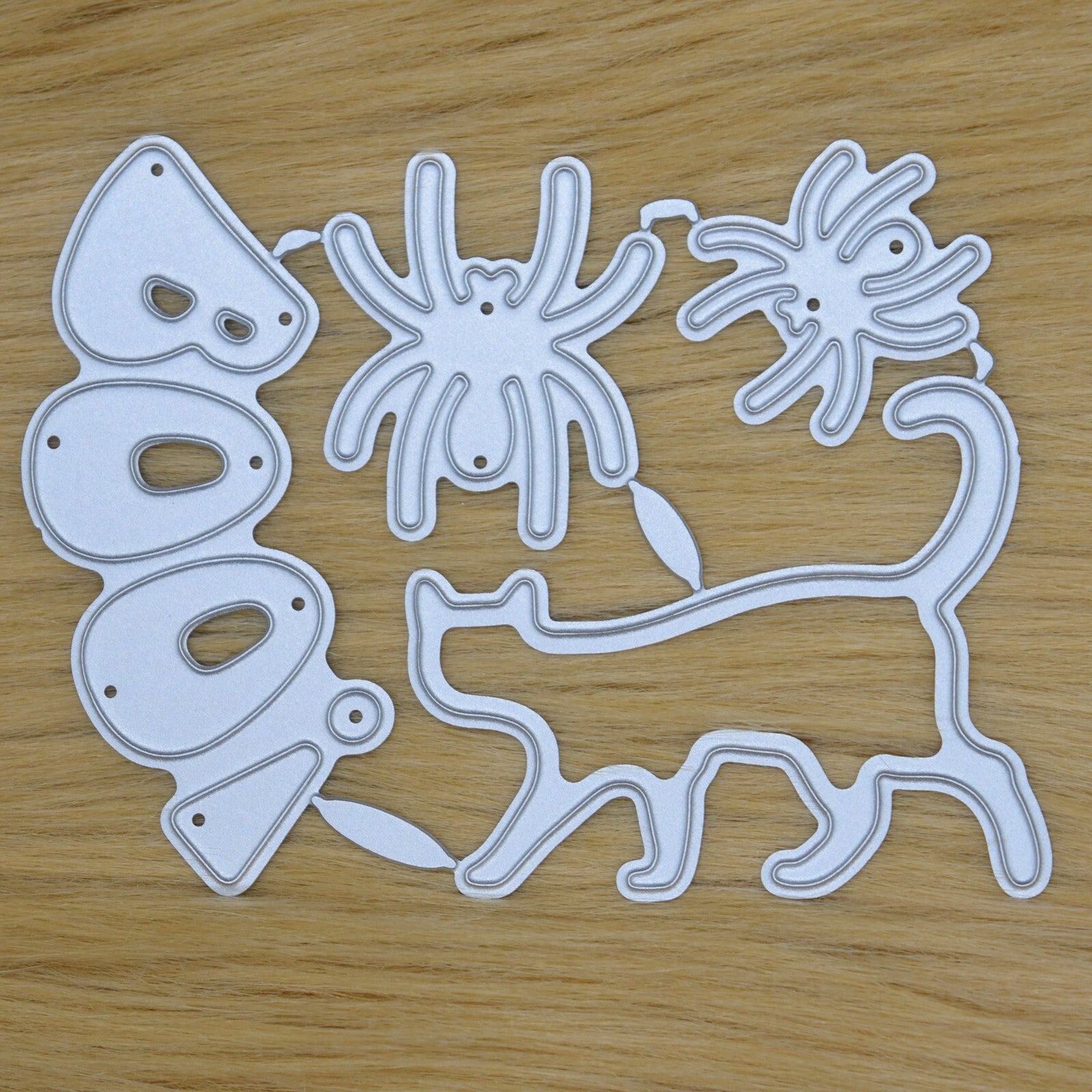 2 Spiders, Cat & "BOO!" Metal Cutting Dies Set, Halloween, Card making Crafts F9