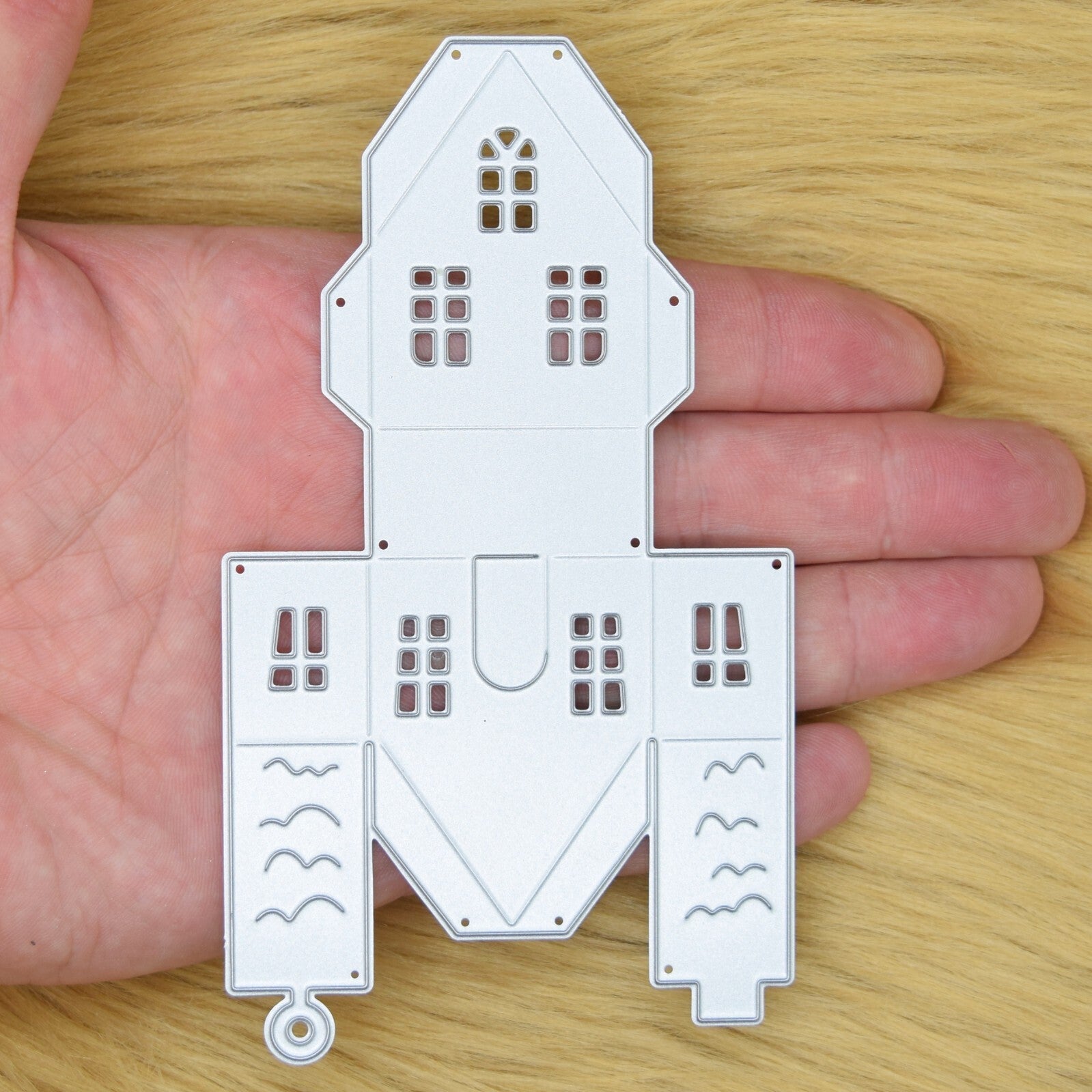 3D House Metal Cutting Die, With Door Windows & Loop for Hanging, Crafting A5