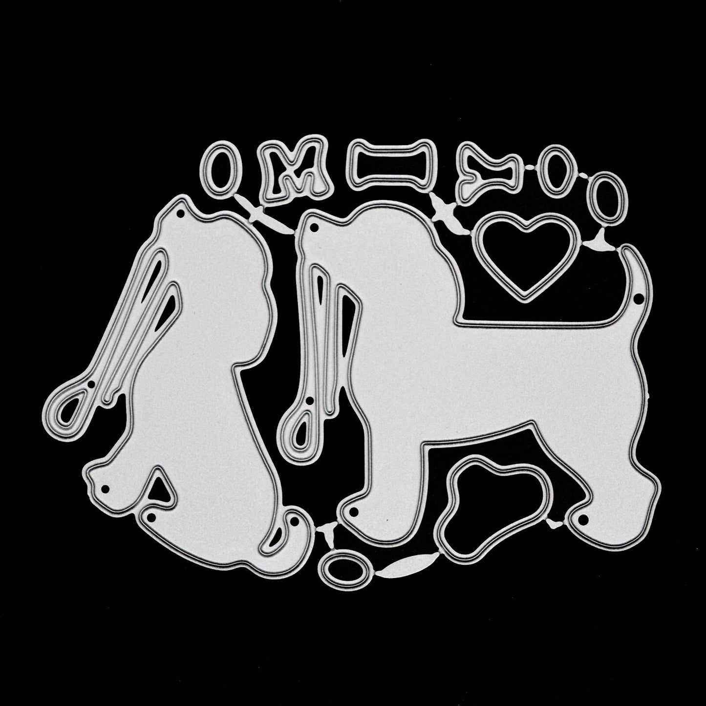 An 'I Love My Dog' Metal Cutting Dies Set, Stencils, Card Making, Pets Dies, A5