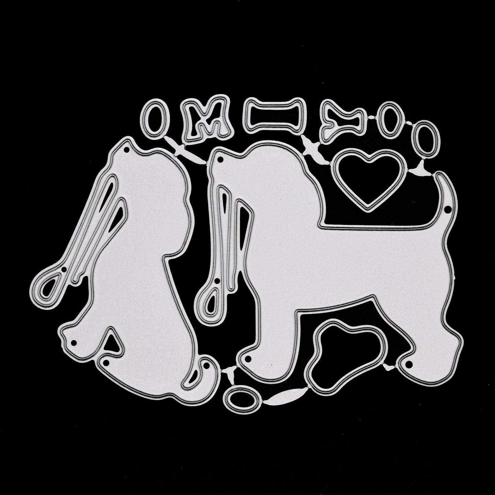 An 'I Love My Dog' Metal Cutting Dies Set, Stencils, Card Making, Pets Dies, A5