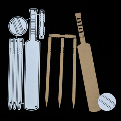 Cricket Bat, Stumps, Ball & Bails Metal Cutting Dies, Male, Sport Card Making F1