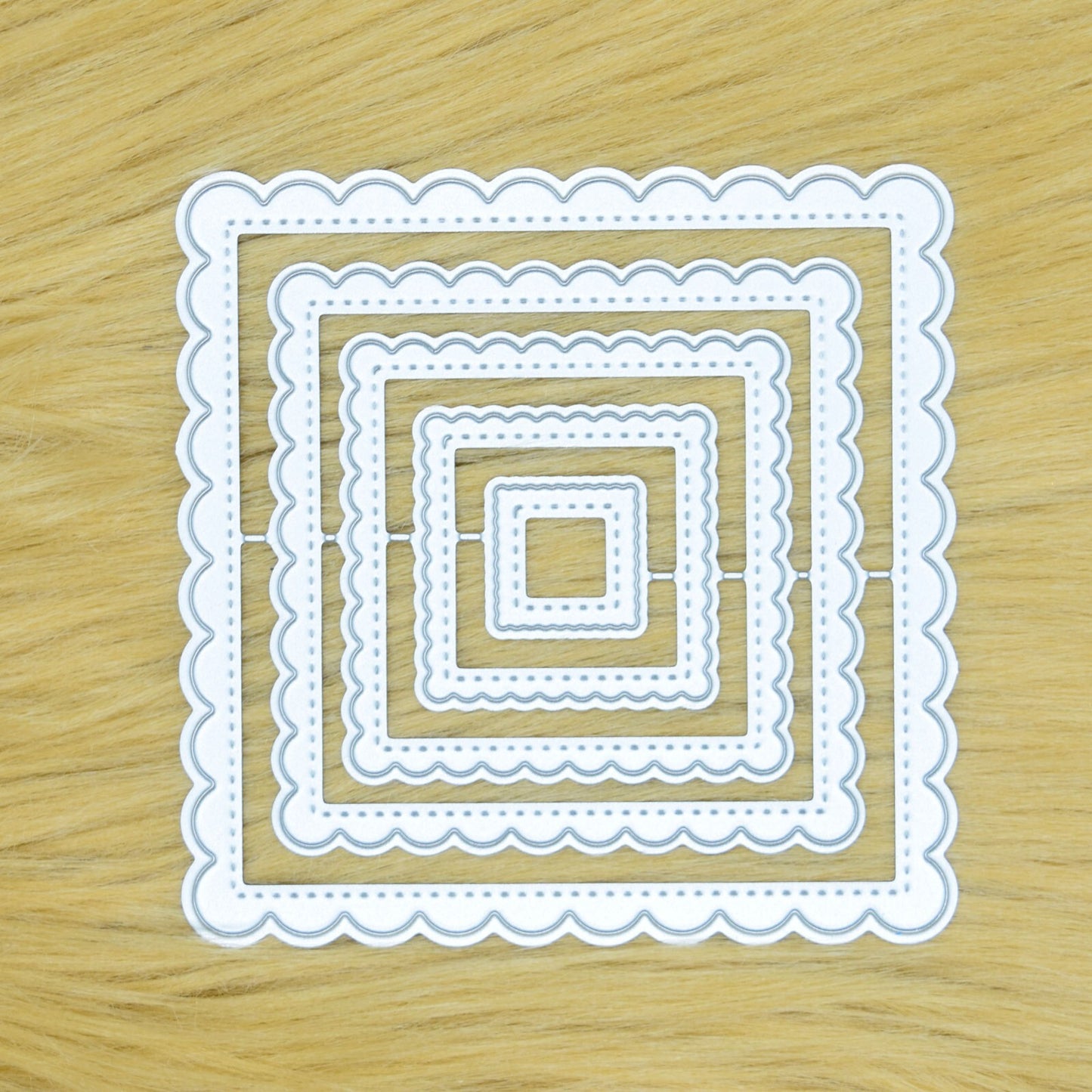 Nest of 5 Square Scallop & Stitch Patterned Metal Cutting Dies. Card Making, E3