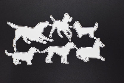 Set of 6 Metal Cutting Dies of Dogs, Stencils, Pets, Card Making Paper Crafts A5