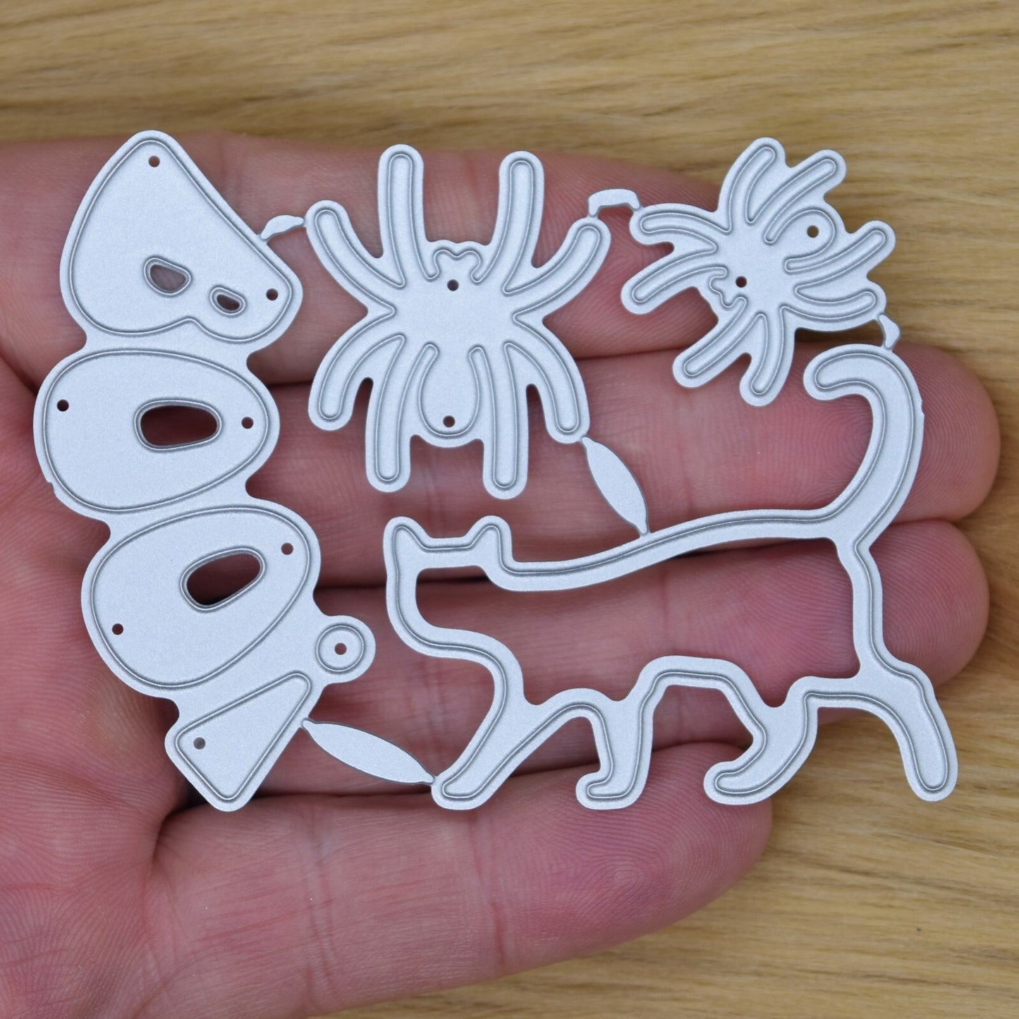 2 Spiders, Cat & "BOO!" Metal Cutting Dies Set, Halloween, Card making Crafts F9