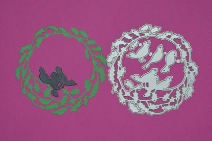 Holly Wreath with Birds Metal Cutting Die , Card Making, Scrapbooking B9