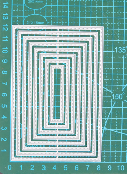 Nest of 8 Rectangle Stitch Patterned Metal Cutting Dies, Card Making, Crafts E3