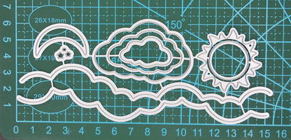 8 PC Sun Moon Clouds Stars Metal Cutting Dies Set, Card Making, Scrapbooking J1