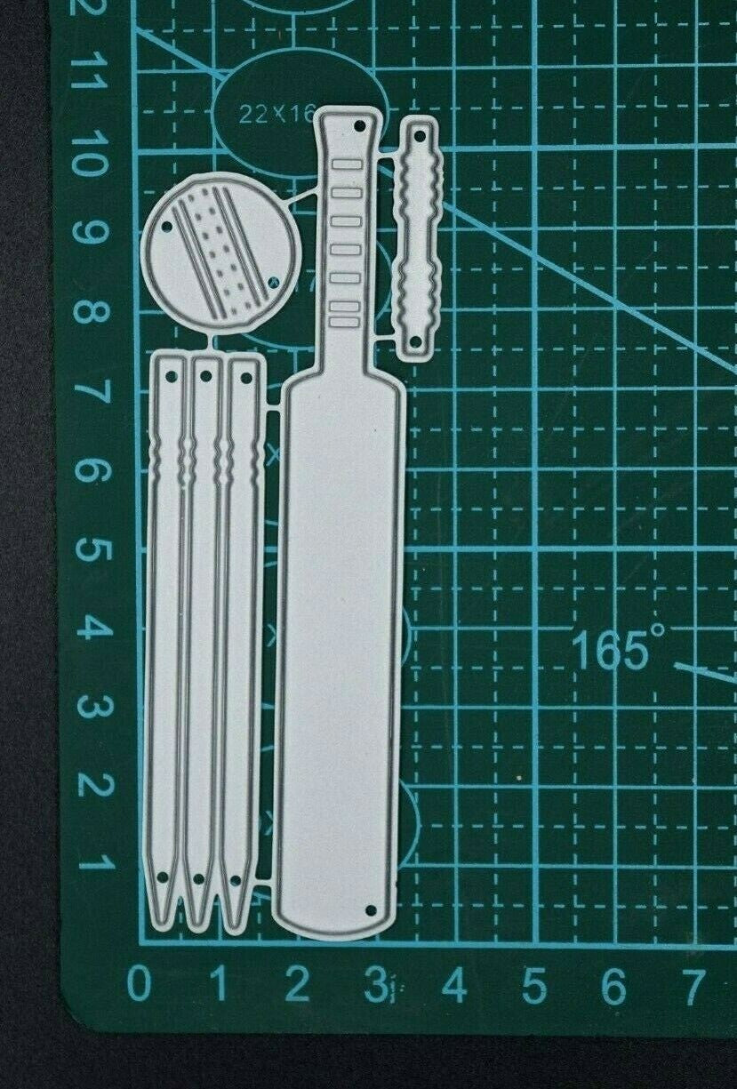 Cricket Bat, Stumps, Ball & Bails Metal Cutting Dies, Male, Sport Card Making F1