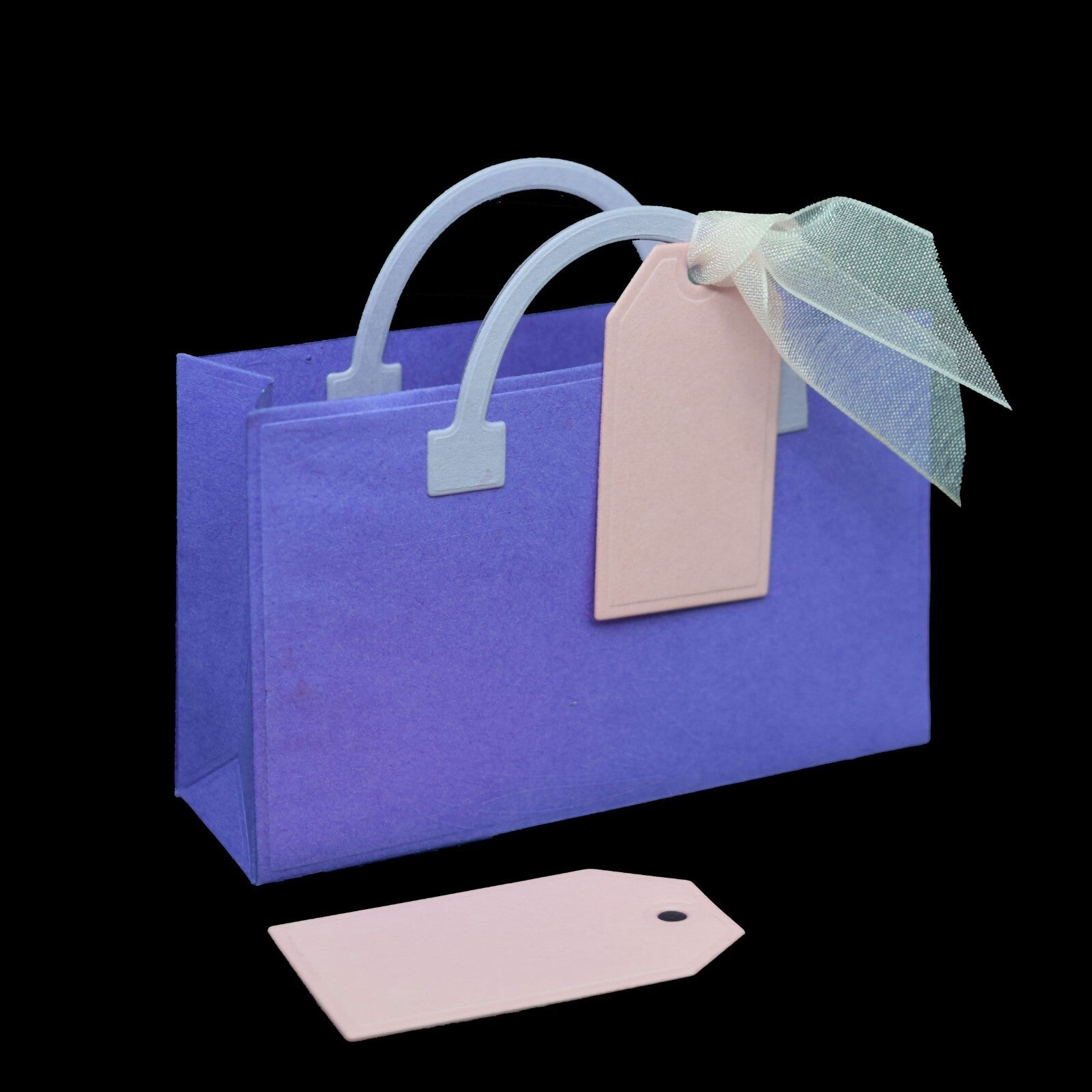3D Bag With Handles & 2 Tags Cutting Dies Set, Paper Crafts, Gift Creation, I8