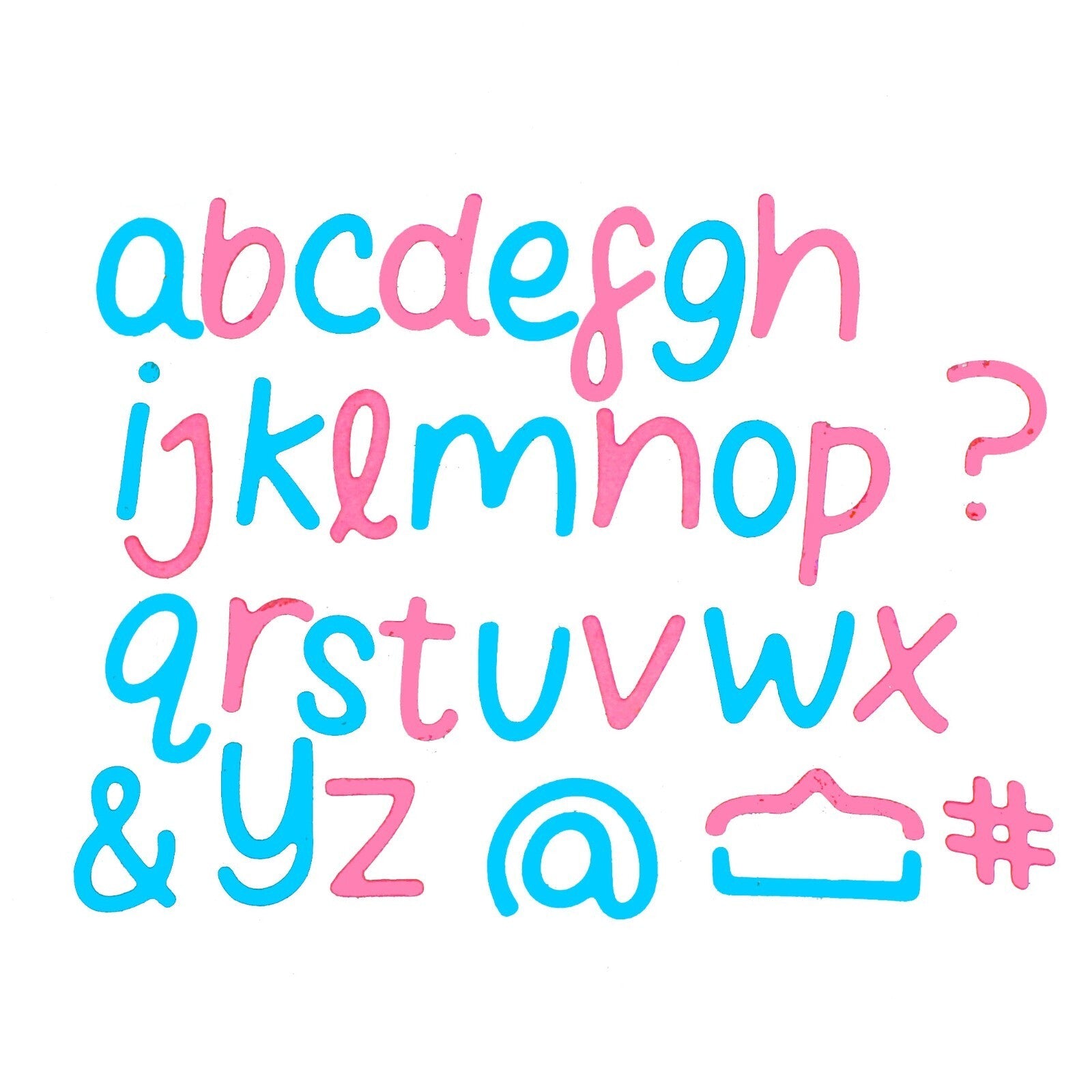 Lowercase Alphabet + Symbols Metal Cutting Die, 1.2 CM - 1.8 CM Cut Size F1