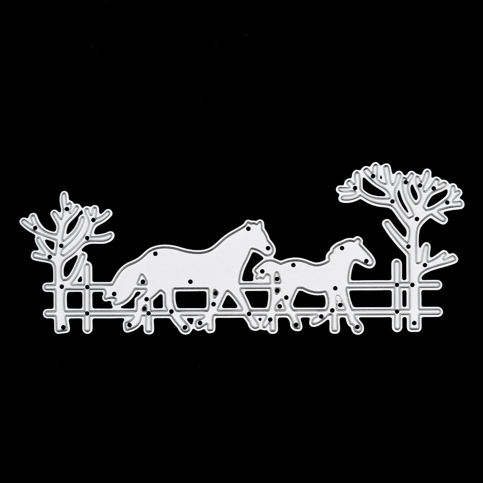 Horse & Foal, Fence Trees Metal Cutting Die, Card Making, Paper Crafts, A3