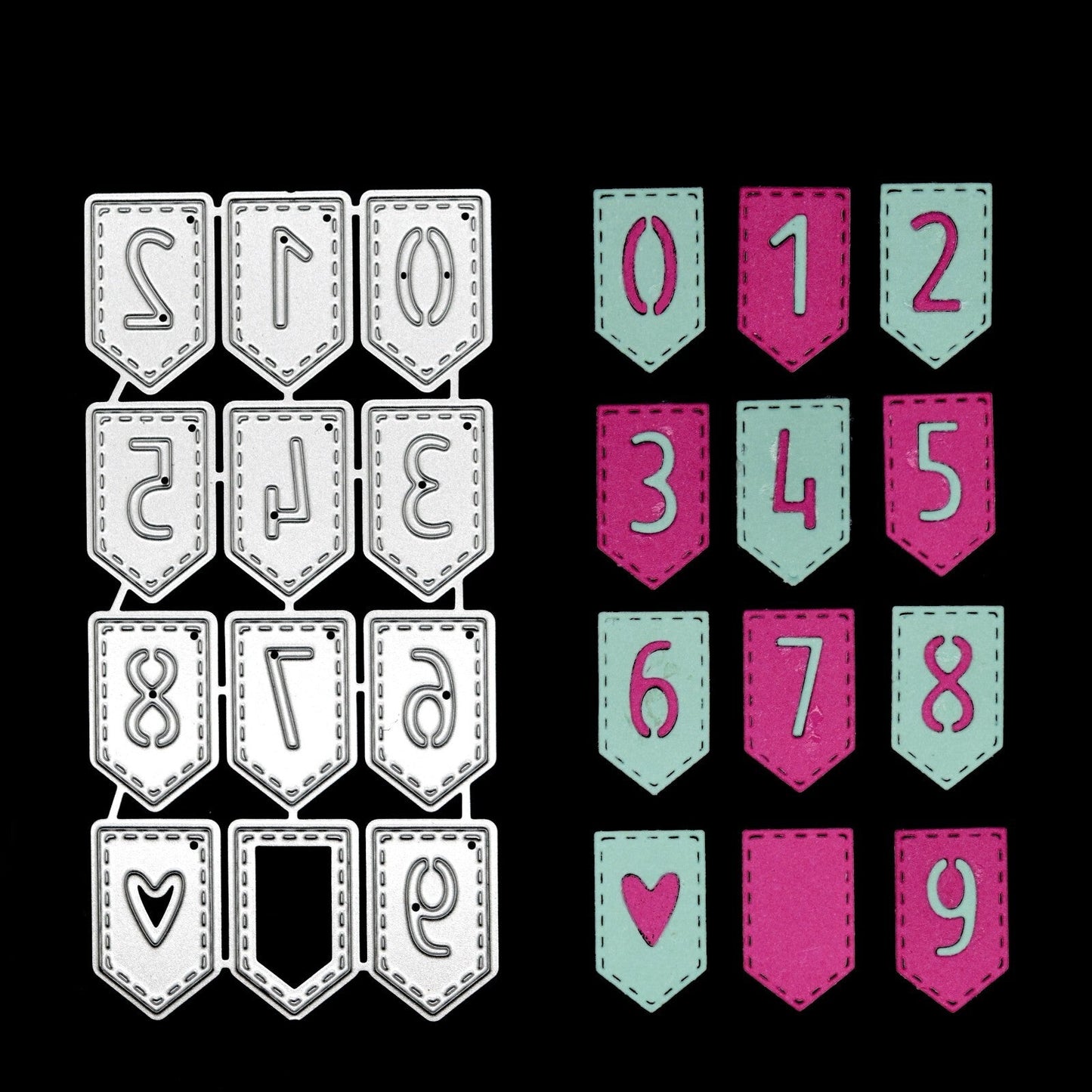 Numbers in Bunting Metal Cutting Dies Set, Card making, Paper Crafts F1