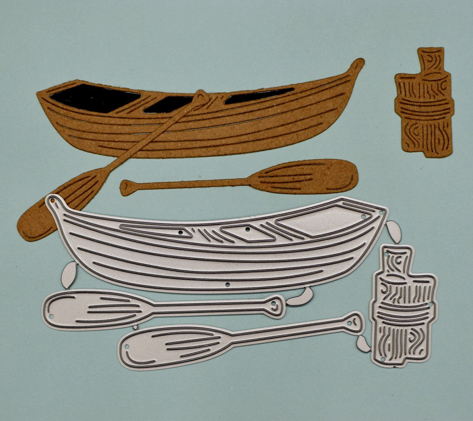 Rowing Boat, Oars & Mooring Post Metal Cutting Dies Set, Stencils Card Making A6