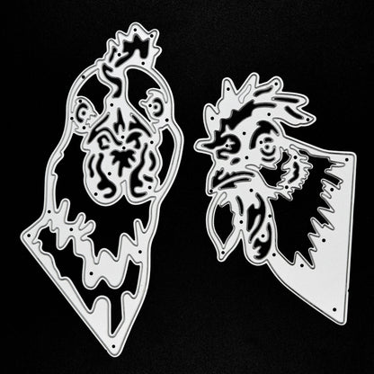 2 Large Chicken Head Metal Cutting Dies, Hens, Card Making, Paper Crafts, I9