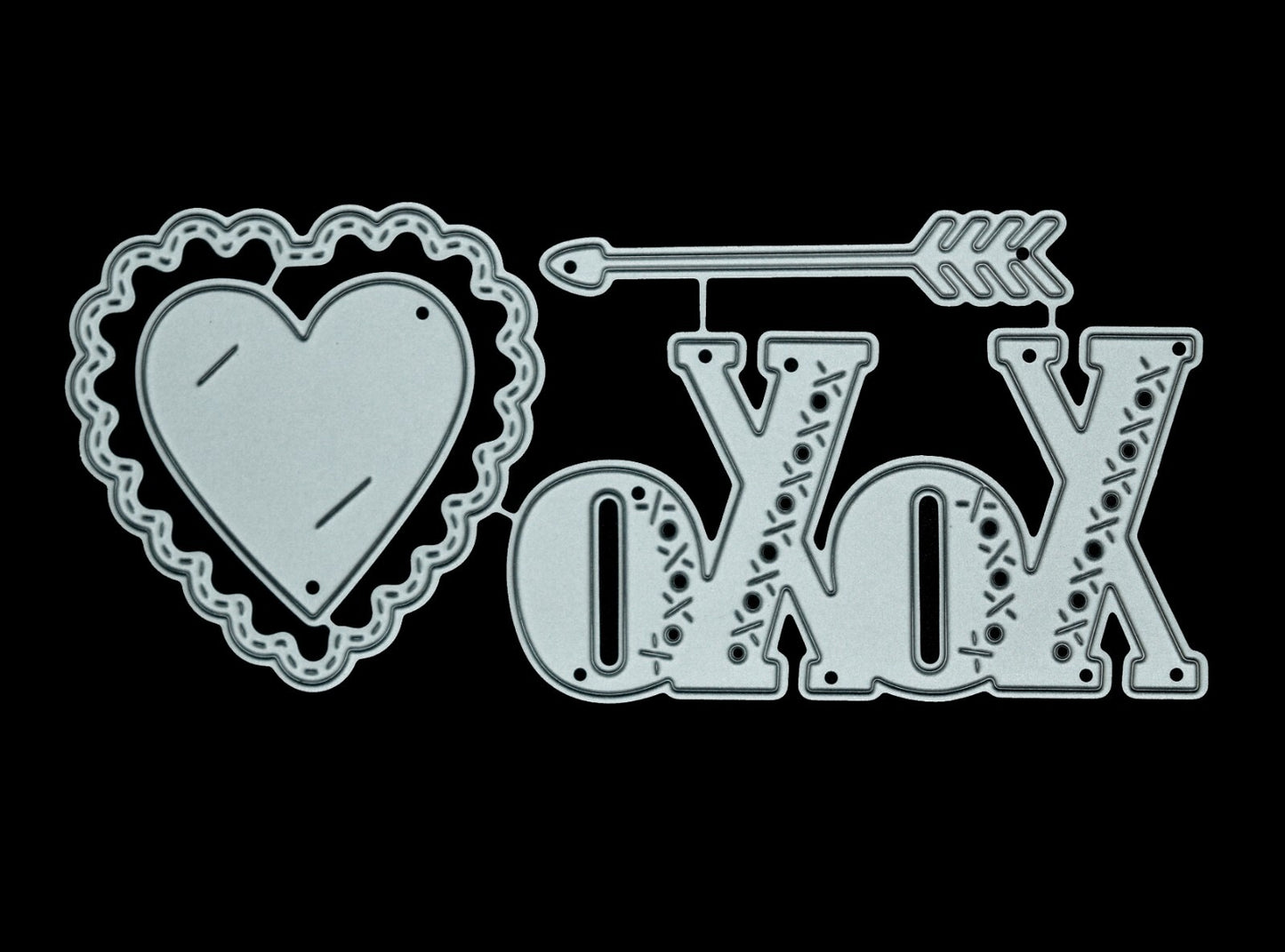 💘Heart, Hugs & Kisses XO with Cupids Arrow Metal Cutting Dies Set, Love  F1 💘