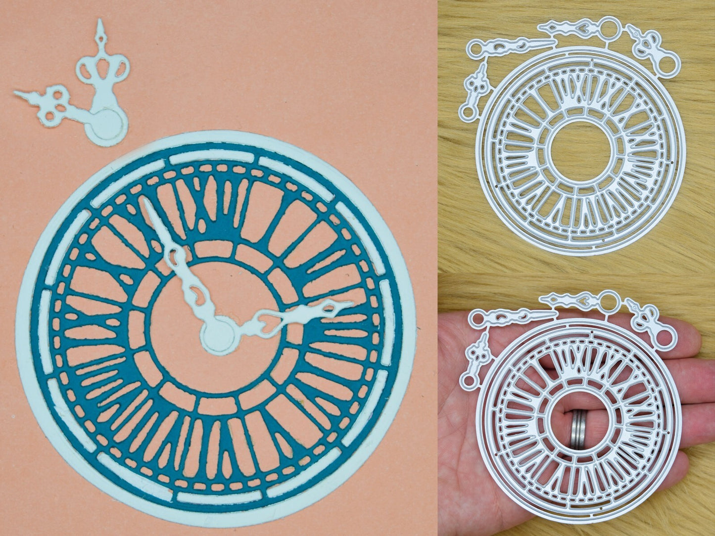 Large Clock & Hands Metal Cutting Dies Set, Steampunk, Card Making, I8