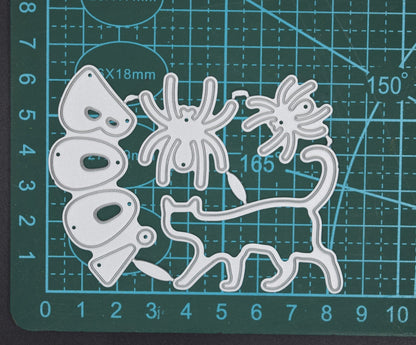2 Spiders, Cat & "BOO!" Metal Cutting Dies Set, Halloween, Card making Crafts F9
