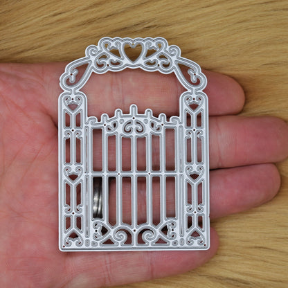 Victorian Style Gate with Hearts Metal Cutting Die, Card making, Scrapbooking A8