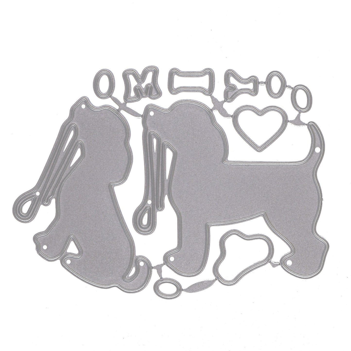 An 'I Love My Dog' Metal Cutting Dies Set, Stencils, Card Making, Pets Dies, A5