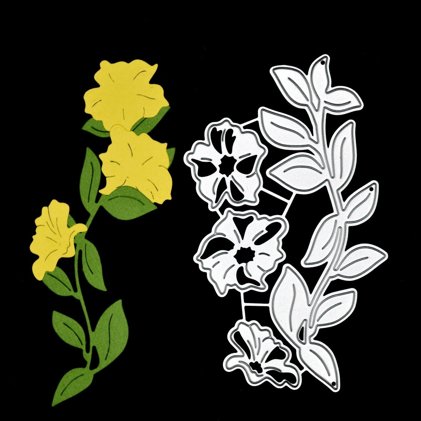 4 Piece Flowers & Leaves Metal Cutting Die Set, Vegetation, Card making F1