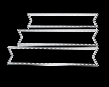 3 PC Dot Patterned Banner Metal Cutting Dies Set, Card Making, Paper Crafts I0