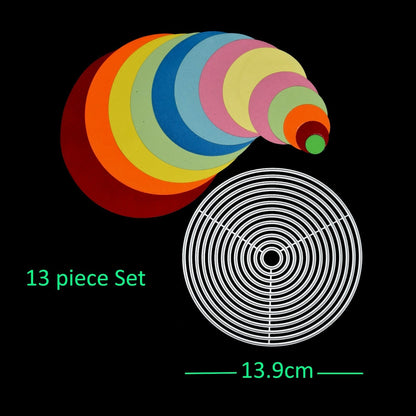 Large Nest of 13 Thin Circle Metal Cutting Dies, Scrapbooking, Paper Crafts H7