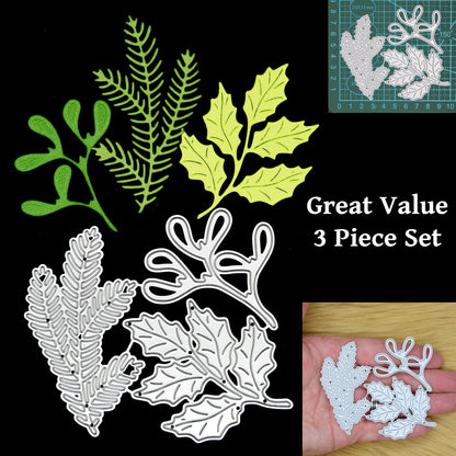 Holly, Pine and Mistletoe Leaves Metal Cutting Dies, Card Making, Christmas, E6