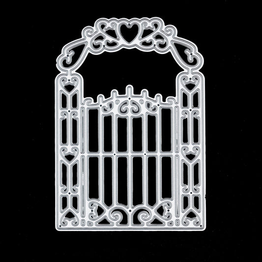 Victorian Style Gate with Hearts Metal Cutting Die, Card making, Scrapbooking A8