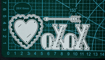 💘Heart, Hugs & Kisses XO with Cupids Arrow Metal Cutting Dies Set, Love  F1 💘