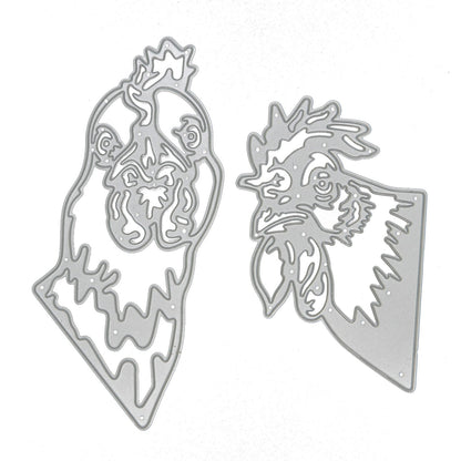 2 Large Chicken Head Metal Cutting Dies, Hens, Card Making, Paper Crafts, I9