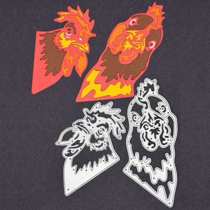 2 Large Chicken Head Metal Cutting Dies, Hens, Card Making, Paper Crafts, I9