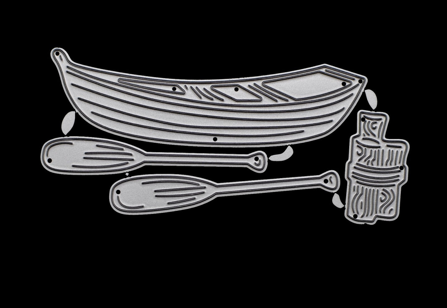 Rowing Boat, Oars & Mooring Post Metal Cutting Dies Set, Stencils Card Making A6