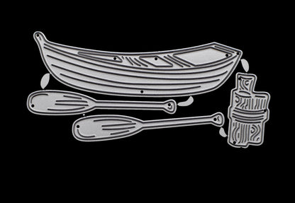 Rowing Boat, Oars & Mooring Post Metal Cutting Dies Set, Stencils Card Making A6