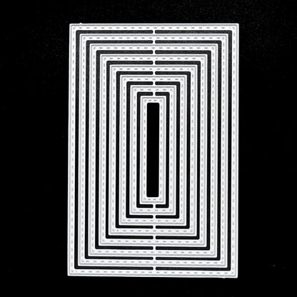 Nest of 8 Rectangle Stitch Patterned Metal Cutting Dies, Card Making, Crafts E3