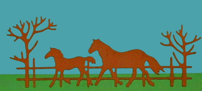 Horse & Foal, Fence Trees Metal Cutting Die, Card Making, Paper Crafts, A3