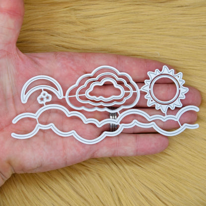 8 PC Sun Moon Clouds Stars Metal Cutting Dies Set, Card Making, Scrapbooking J1