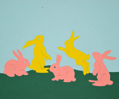 5 Easter Bunnies Rabbits Hares Metal Cutting Dies, Card Making, Scrapbooking, F6