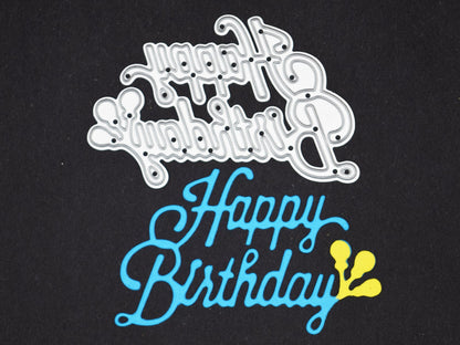 'Happy Birthday' + Balloons Sentiments Metal Cutting Die, Card Making A7