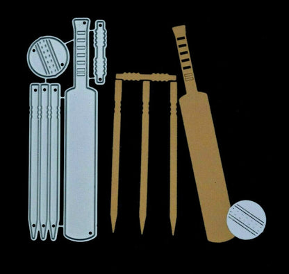 Cricket Bat, Stumps, Ball & Bails Metal Cutting Dies, Male, Sport Card Making F1