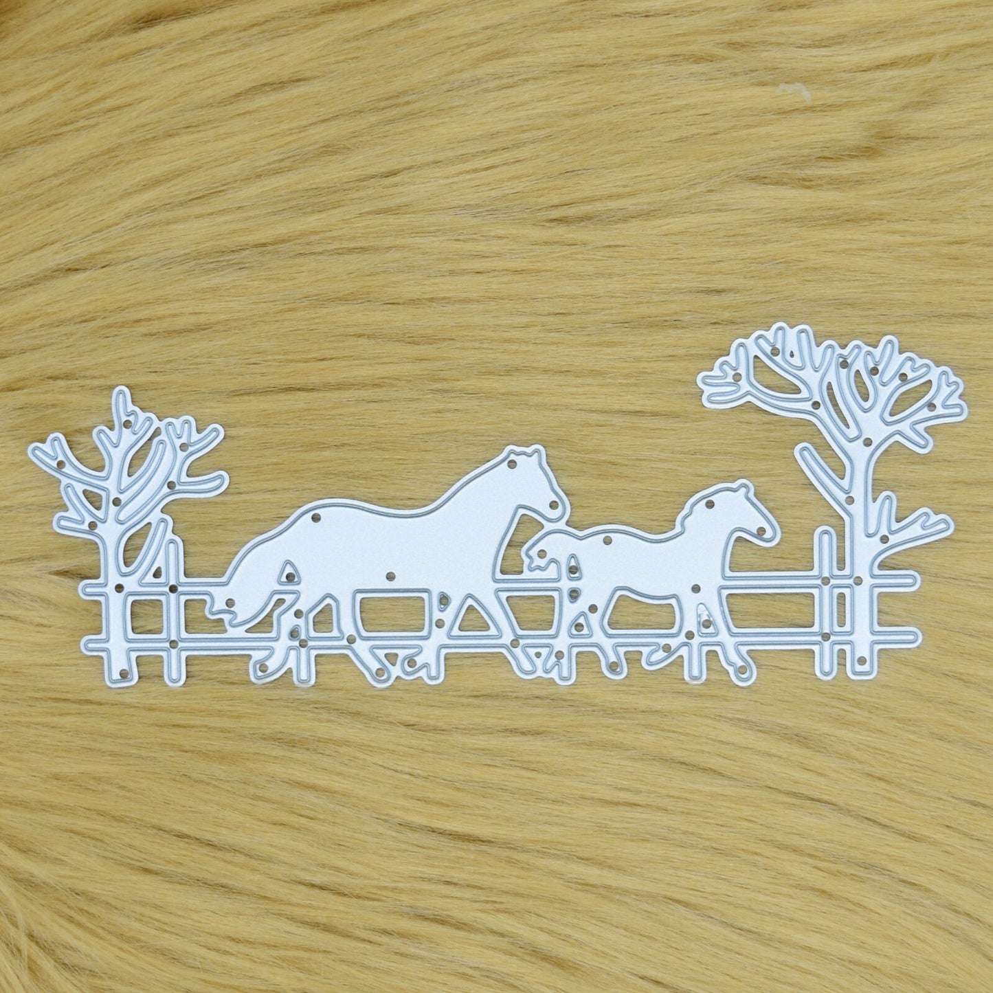 Horse & Foal, Fence Trees Metal Cutting Die, Card Making, Paper Crafts, A3