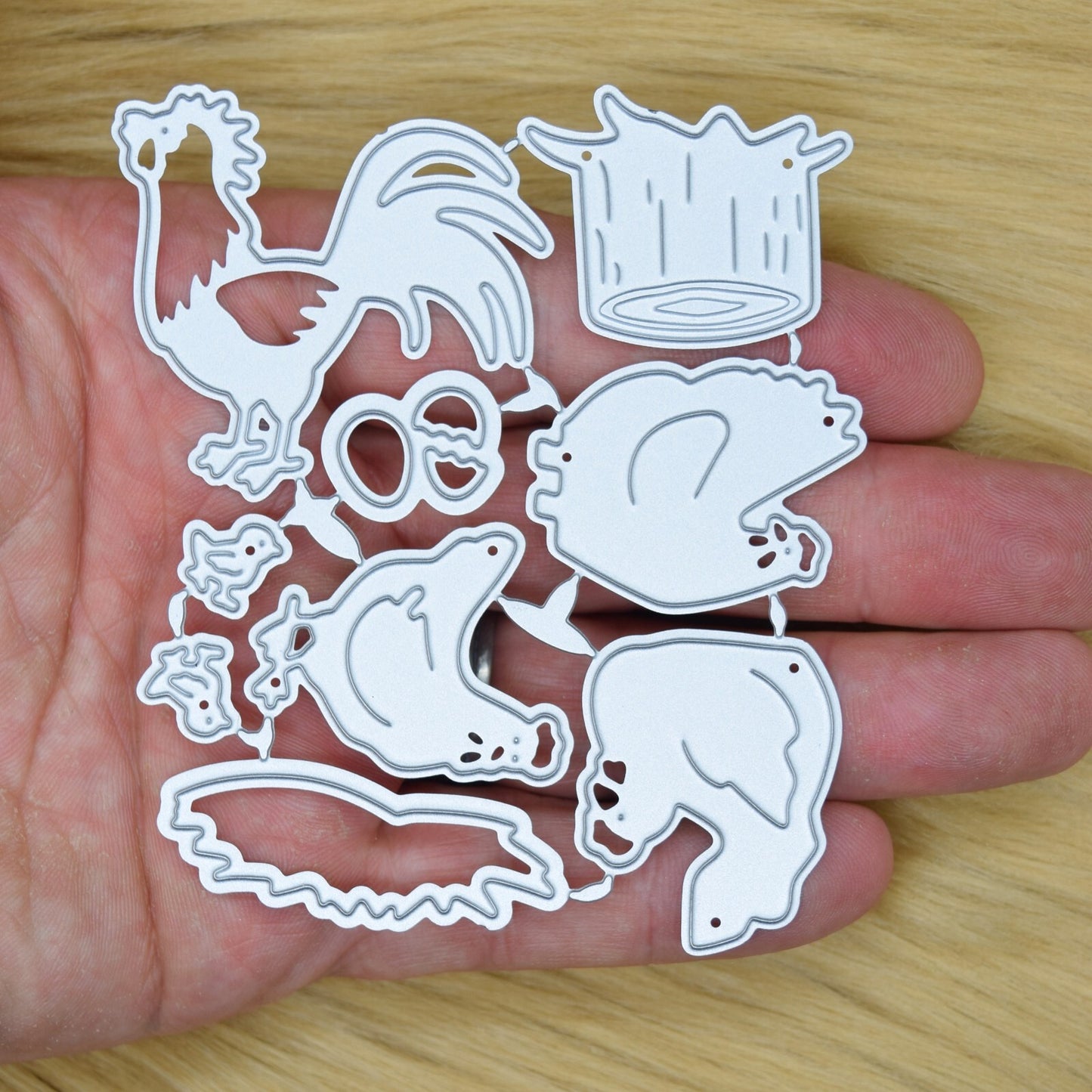 9 PC Chickens Chicks Eggs & Nest Metal Cutting Dies set, Easter, Card Making I3