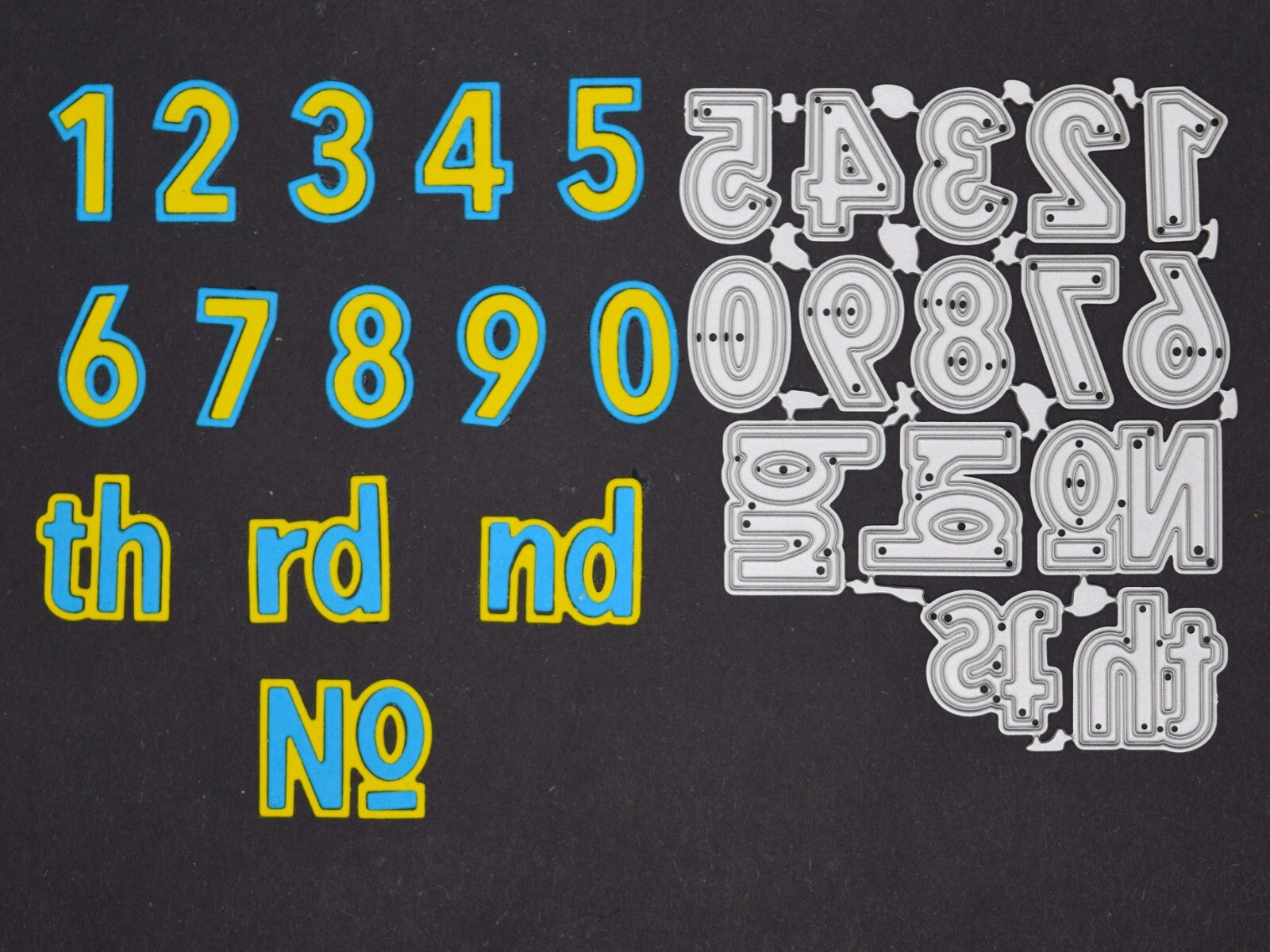 Double Cut Metal Cutting Dies Numbers Set + Th, St, Rd, Nd, No, Card making,  A4