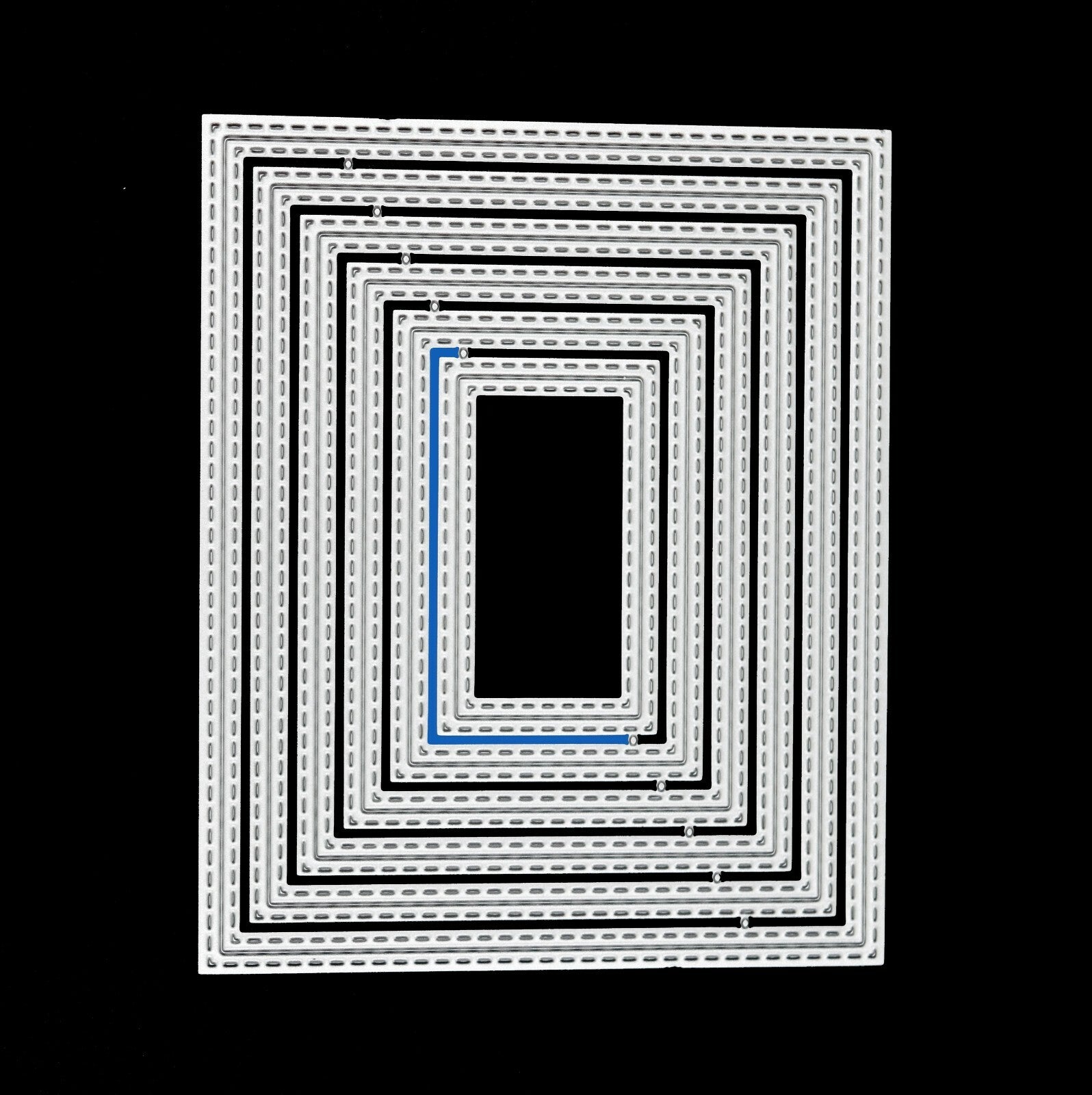 Nest of 6 Rectangle Double Stitch Patterned Metal Cutting Dies, Card Making H8