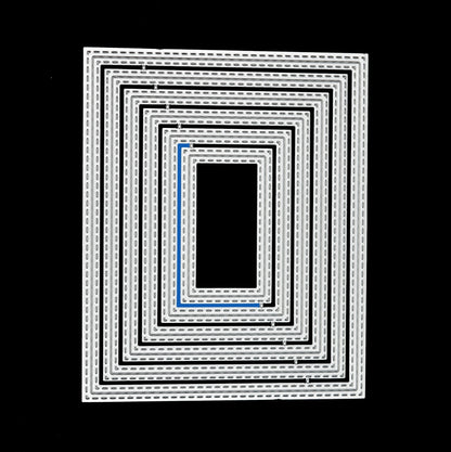 Nest of 6 Rectangle Double Stitch Patterned Metal Cutting Dies, Card Making H8